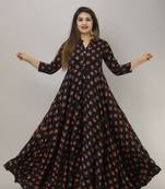 women rayon floral print anarkali kurta in blue