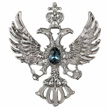 dual head eagle with wings and montana blue crystal lapel pin shirt brooch for men (bp1101061r) 1