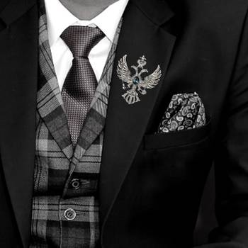 dual head eagle with wings and montana blue crystal lapel pin shirt brooch for men (bp1101061r) 2