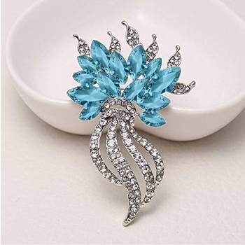 rhodium plated exquisite designer aqua blue crystal brooch for girls and women bp1101040rablu 3