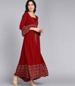 women rayon paisley print anarkali kurta in maroon