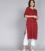 women rayon paisley straight kurta in maroon