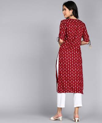women rayon paisley straight kurta in maroon 2