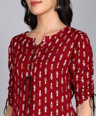 women rayon paisley straight kurta in maroon 5