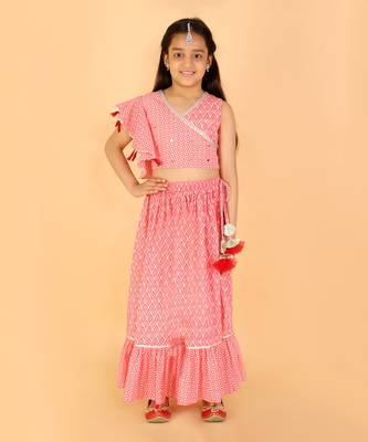 Peach floral printed ghaghra choli set 2