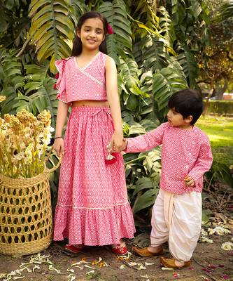 Peach floral printed ghaghra choli set 3