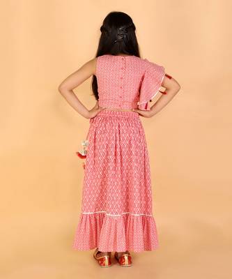 Peach floral printed ghaghra choli set 5