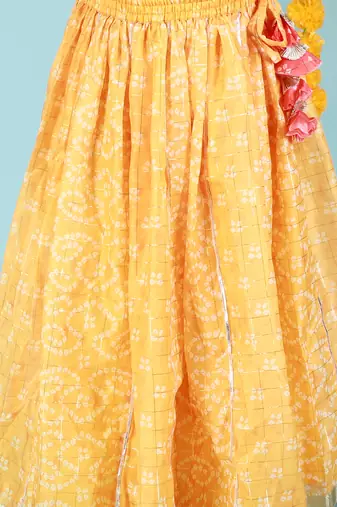 Yellow printed ghaghra choli set