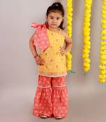 Yellow printed sharara set