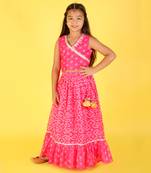 Pink printed ghaghra choli set