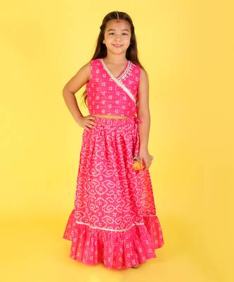 Pink printed ghaghra choli set 2