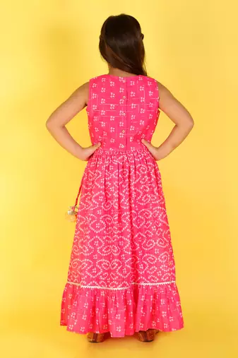 Pink printed ghaghra choli set