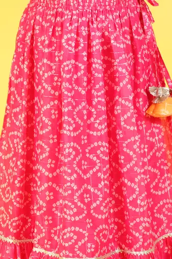 Pink printed ghaghra choli set