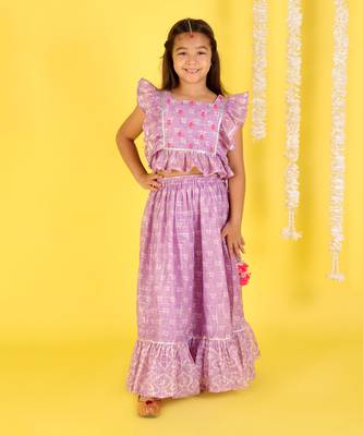 Purple embroidered ghaghra set 1