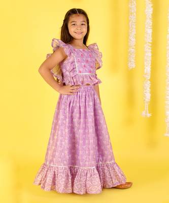 Purple embroidered ghaghra set 2