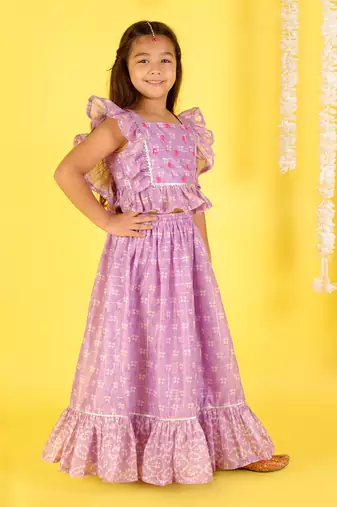 Purple embroidered ghaghra set
