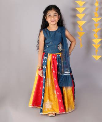 Teal blue ghaghra choli set 1