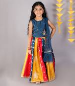 Teal blue ghaghra choli set