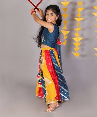 Teal blue ghaghra choli set 2