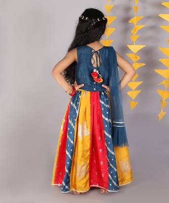 Teal blue ghaghra choli set 3
