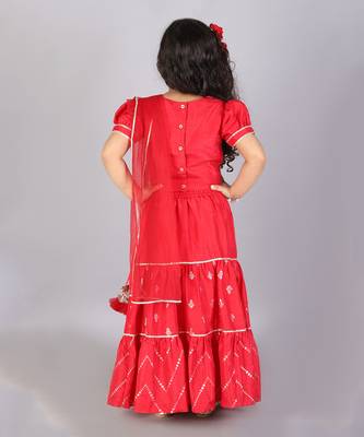 Red printed ghaghra choli set 3