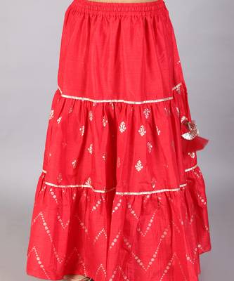 Red printed ghaghra choli set 5