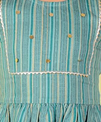 Sea green stripped dhoti set 5