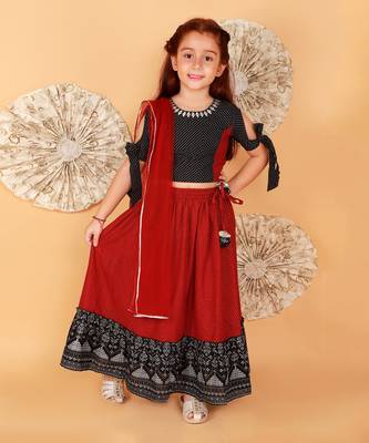 Red and black lehenga set 1
