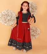 Red and black lehenga set