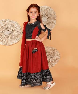 Red and black lehenga set 2