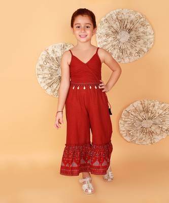 Red printed jumpsuit 1