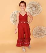 Red printed jumpsuit