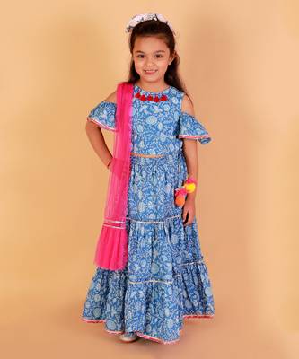 Blue printed lehenga set 1