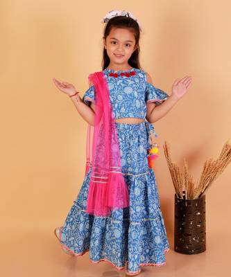 Blue printed lehenga set 2