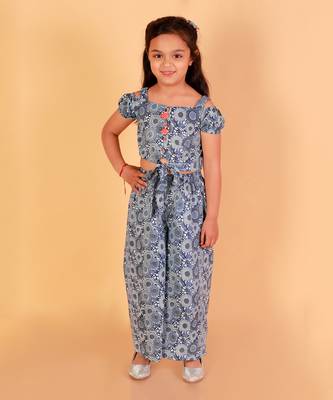Blue printed pants set 1