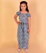 Blue printed pants set