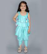 Sea green dhoti set