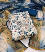 Navy Blue Cotton Hand Work Dress Material