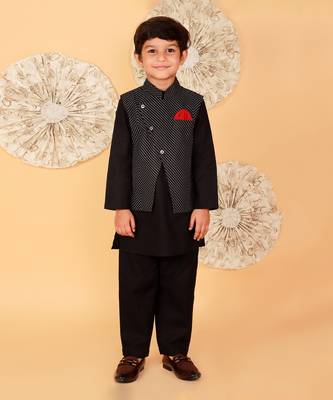 Red kurta jacket set 1