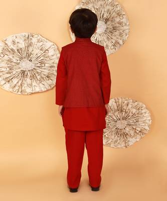 Red kurta jacket set 3