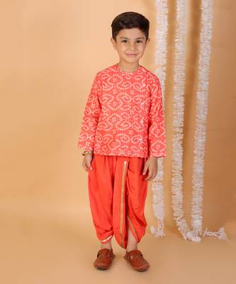 Orange kurta dhoti set 1