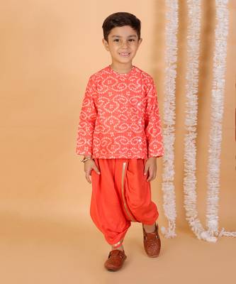 Orange kurta dhoti set 2