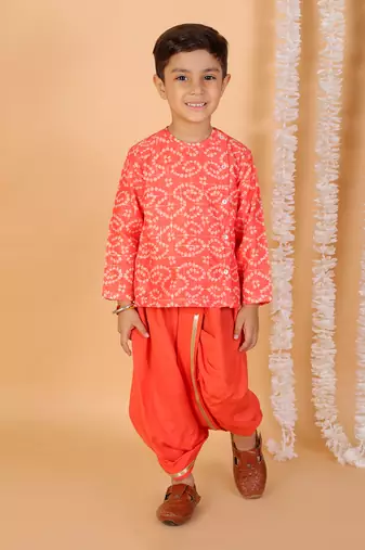 Orange kurta dhoti set