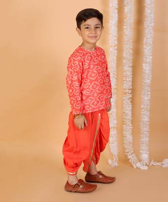 Orange kurta dhoti set 3