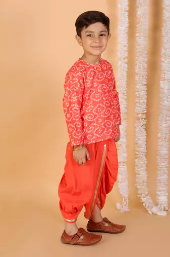 Orange kurta dhoti set