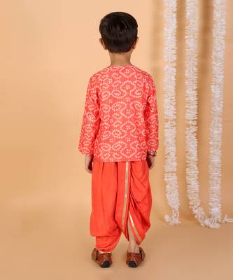 Orange kurta dhoti set 4