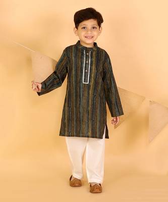 Green stripes kurta set 1