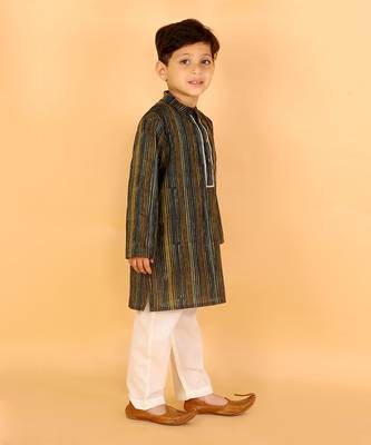 Green stripes kurta set 3