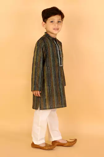 Green stripes kurta set