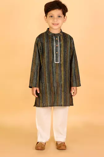 Green stripes kurta set